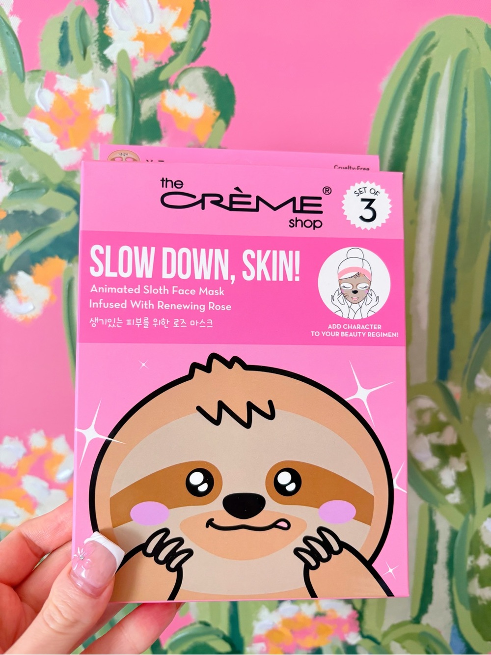 The Crème Shop Sloth Animated Face Mask 3 Pack - Renewing Rose 🦥💕